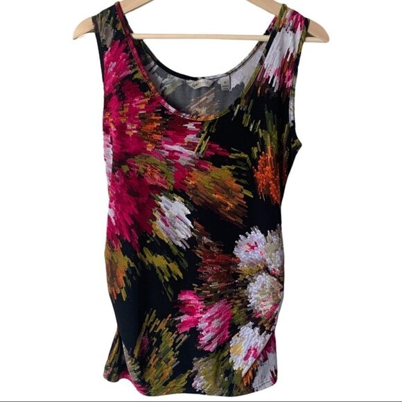 RIPE Maternity Australia Sleeveless Top Side Ruching Black Floral Women’s Med - Picture 2 of 7